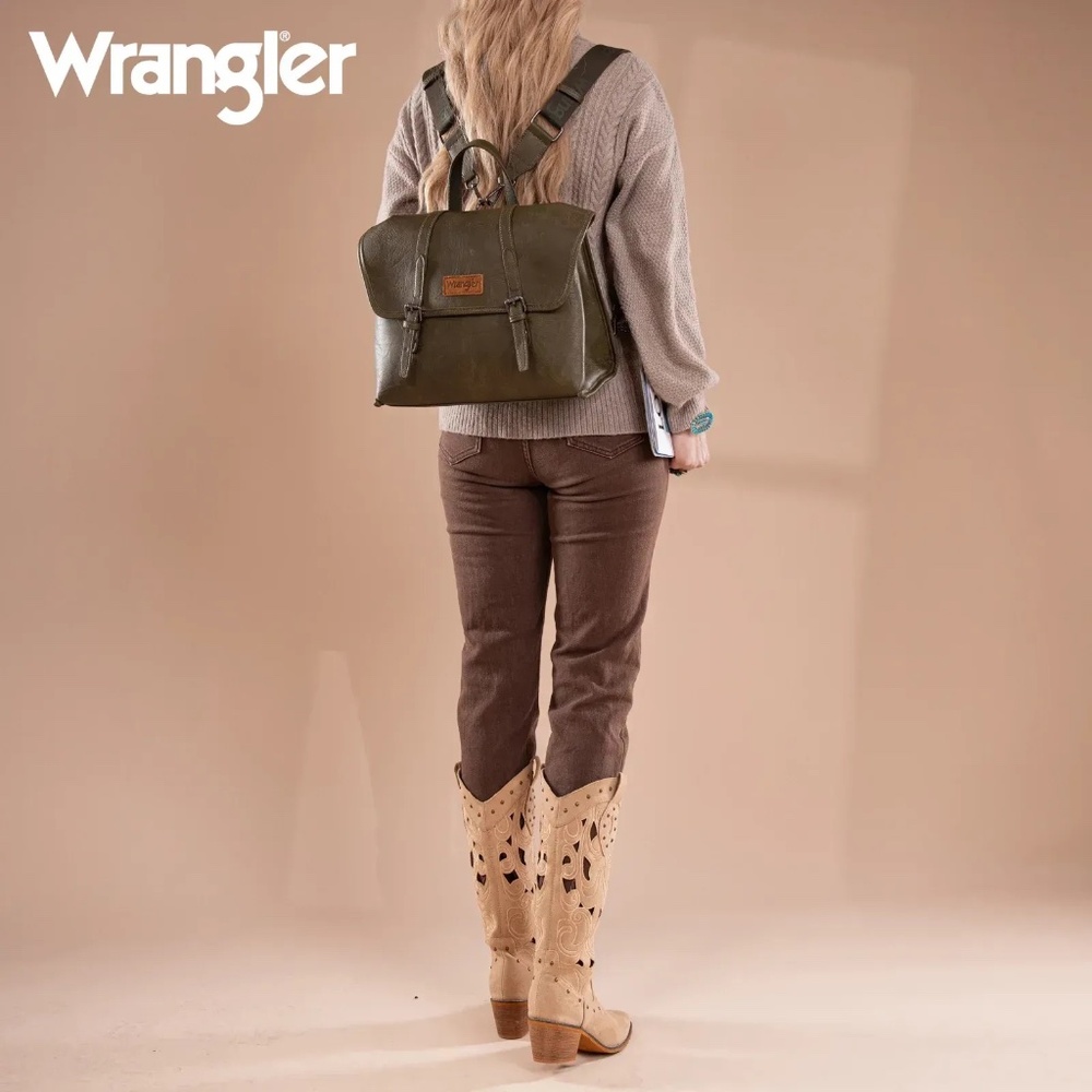 Wrangler Top Handle Carry Satchel/Laptop Bag/Backpack/Crossbody Green - Picture 5 of 5